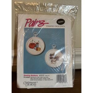 Candamar Designs Pairs Counted Cross Stitch Kit Sewing Notions 60533 Set of 2